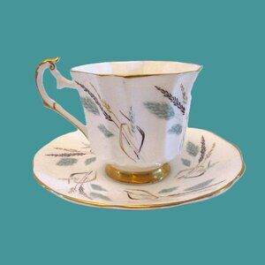 Vtg (2) Wild Wheat & Small Aqua Green Leaf sprays Sandrington bone china availab